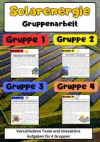 Vorschau - Stationenlernen - Solarenergie Gruppenarbeit: Photovoltaik, Solarthermie, Vorteile & Zukunft - Deckblatt