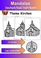 Vorschau - Mal- und Bastelvorlagen - Mandalas Thema Kirchen - Grundschule - Bastelvorlagen - Deckblatt