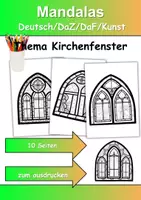 Vorschau - Mal- und Bastelvorlagen - Mandalas Thema Kirchenfenster - Grundschule - Bastelvorlagen - Deckblatt