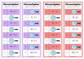 Vorschau - Spiele - Partnerarbeit: Minusaufgaben ZR 20 ohne ZÜ (Klasse 1) - Seite 3