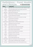 Vorschau - Spiele - Vocabulary Definitions Food, Health and Lifestyle - Seite 1