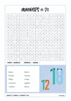 Vorschau - Arbeitsblätter - Numbers 11-20 Suchsel / Buchstabengitter / Englisch - Seite 1