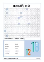 Vorschau - Arbeitsblätter - Numbers 11-20 Suchsel / Buchstabengitter / Englisch - Seite 2