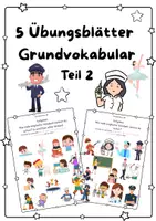 Vorschau - Arbeitsblätter - 5 Arbeitsblätter zum Testen und Üben des Grundvokabulars (2) Englisch - Deckblatt