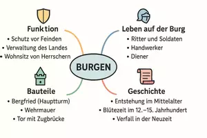 Vorschau - Arbeitsblätter - Arbeitsblatt zum Thema "Burg" + Onlineübung & MP3 + Mindmap + Infografik - Seite 2
