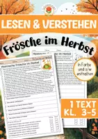 Vorschau - Arbeitsblätter - Lesen & Verstehen - Frösche im Herbst (Klasse 3-5) - Deckblatt