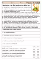 Vorschau - Arbeitsblätter - Lesen & Verstehen - Frösche im Herbst (Klasse 3-5) - Seite 1