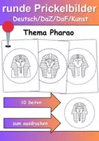 Vorschau - Arbeitsblätter - runde Prickelbilder / Fensterbilder Thema Pharaonen - Grundschule - Bastelvorlagen - Deckblatt