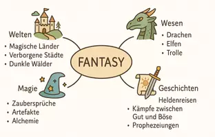 Vorschau - Arbeitsblätter - Arbeitsblatt "Fantasy" + interaktive Lösung & MP3 + Mindmap + Infografik - Seite 2