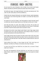 Vorschau - Arbeitsblätter - Hänsel und Gretel - Deckblatt
