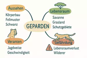 Vorschau - Arbeitsblätter - Arbeitsblatt zum Thema "Gepard" + Onlineübung & MP3 + Mindmap + Infografik - Seite 3
