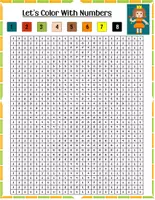 Aperçu - Feuilles d'exercices - Mystery Mosaic: Hidden Characters Color by Number for Kids - Page 1