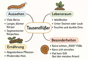 Vorschau - Arbeitsblätter - Arbeitsblätter zum Thema "Tausendfüßer" + Lösung & MP3 + Mindmap + Infografik - Seite 2
