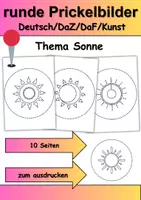 Vorschau - Arbeitsblätter - runde Prickelbilder / Fensterbilder Thema Sonnen - Grundschule - Bastelvorlagen - Deckblatt