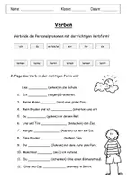 Vorschau - Arbeitsblätter - VERBEN Arbeitsblätter Wortarten Konjugation - Seite 1