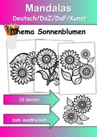 Vorschau - Mal- und Bastelvorlagen - Mandalas Thema Sonnenblumen - Grundschule - Bastelvorlagen - Deckblatt