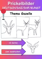 Vorschau - Arbeitsblätter - Prickelbilder / Fensterbilder PAKET Thema Gazellen - Grundschule - Bastelvorlagen - Seite 1