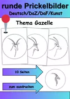 Vorschau - Mal- und Bastelvorlagen - runde Prickelbilder / Fensterbilder Thema Gazellen - Grundschule - Bastelvorlagen - Deckblatt