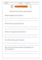 Vorschau - Arbeitsblätter - Leseverständnis 3.Klasse "Die Polizei" - Seite 1
