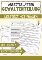 Vorschau - Arbeitsblätter - Gewaltenteilung Politik & Sozialkunde Lesetext mit Richtig/Falsch-, Multiple-Choice- und offenen Fragen - Deckblatt