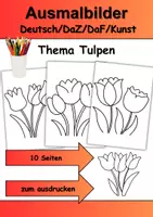 Vorschau - Mal- und Bastelvorlagen - Ausmalbilder Thema Tulpen - Grundschule - Bastelvorlagen - Deckblatt