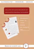 Vorschau - Arbeitsblätter - Lebensmittelverschwendung - Abschneiden oder wegwerfen - Schimmelpilze - Deckblatt