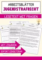 Vorschau - Arbeitsblätter - Jugendstrafrecht Politik & Sozialkunde Lesetext mit Richtig/Falsch-, Multiple-Choice- und offenen Fragen - Deckblatt