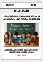 Vorschau - Test - 📘 Klausur: Sprache und Kommunikation in analogen und digitalen Medien – Multimodalität (Thema: "Smartphones in der Schule") - Deckblatt