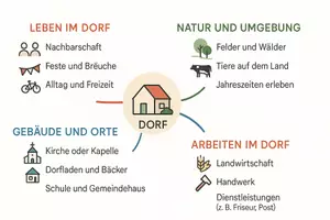 Vorschau - Arbeitsblätter - Lernposter + Arbeitsblatt zum Thema "Dorf" + Onlineübung & MP3 + Mindmap + Infografik - Seite 3
