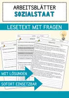 Vorschau - Arbeitsblätter - Sozialstaat Politik & Sozialkunde Lesetext mit Richtig/Falsch-, Multiple-Choice- und offenen Fragen Klassen 7–94 - Deckblatt