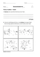 Vorschau - Klassenarbeiten - Fabeln. Klassenarbeit. Eine Fabel nach Bildern verfassen - Seite 1