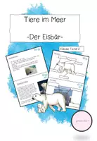 Vorschau - Stationenlernen - Lerntheke: " Der Eisbär" (Tiere im Meer) - Deckblatt