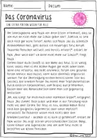 Vorschau - Arbeitsblätter - Covid19 / Coronavirus - Sachtext + Fragen zum Text - Seite 1