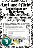 Vorschau - Arbeitsblätter - Definition und genaues Lesen: Hedonismus und Puritanismus - Deckblatt