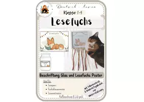 Vorschau - Fördermaterial/Inklusion - Lesefuchsposter u. Beschriftung Perlenglas statt Leseraupe - Seite 1