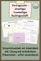 Vorschau - Stundenentwürfe - Vertragsrecht - einseitiges zweiseitiges Rechtsgeschäft - Deckblatt