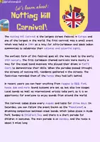 Vista previa - Hojas de trabajo - Notting Hill Carnival Reading! - página 1