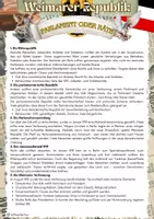 Vorschau - Arbeitsblätter - Weimarer Republik - Parlament oder Räte- Klasse 8 - Deckblatt