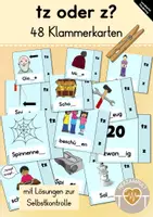 Vorschau - Spiele - 48 Klammerkarten: tz oder z? (Rechtschreibung) - Deckblatt