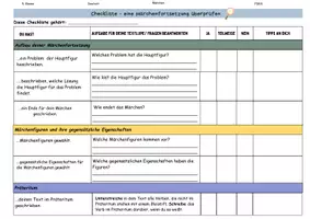 Vorschau - Arbeitsblätter - Märchenfortsetzung überprüfen Checkliste/Textlupe - Seite 2