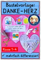 Vorschau - Arbeitsblätter - Ethik Dankbarkeit Grundschule / Danke-Herz basteln - Deckblatt