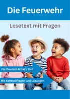 Vorschau - Arbeitsblätter - Der Feuerwehrmann 🚒 Lesetraining Deutsch / DaZ – Textverständnis Arbeitsblätter mit Fragen - Deckblatt