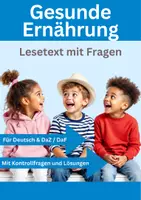 Vorschau - Arbeitsblätter - Gesunde Ernährung 🥦🍎🥛 Lesetraining Deutsch / DaZ – Textverständnis Arbeitsblätter mit Fragen - Deckblatt