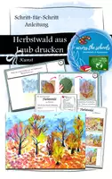 Vorschau - Mal- und Bastelvorlagen - Herbstwald aus Laub drucken: Anleitung - Deckblatt