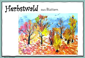 Vorschau - Mal- und Bastelvorlagen - Herbstwald aus Laub drucken: Anleitung - Seite 1