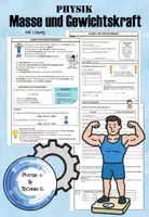 Vorschau - Arbeitsblätter - Masse Gewichtskraft Physik (Kräfte und Maschinen / Mechanik) - Deckblatt