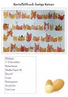 Vorschau - Mal- und Bastelvorlagen - Kartoffeldruck: lustige Katzen (Klasse2/3) - Seite 1