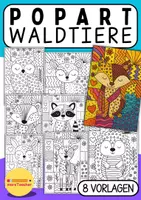 Vorschau - Mal- und Bastelvorlagen - 🖍️ Ausmalbilder „Waldtiere PopArt“ – Kreatives Malvergnügen für Kinder - Deckblatt