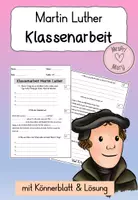 Vorschau - Klassenarbeiten - Klassenarbeit Martin Luther mit Lösung und Könnerblatt - Deckblatt