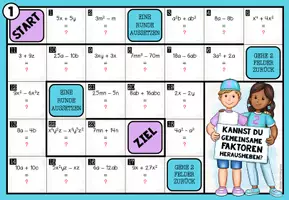 Vorschau - Spiele - Terme mit Potenzen ausklammern – 3 Mathe-Brettspiele | 7.–8. Klasse - Seite 1